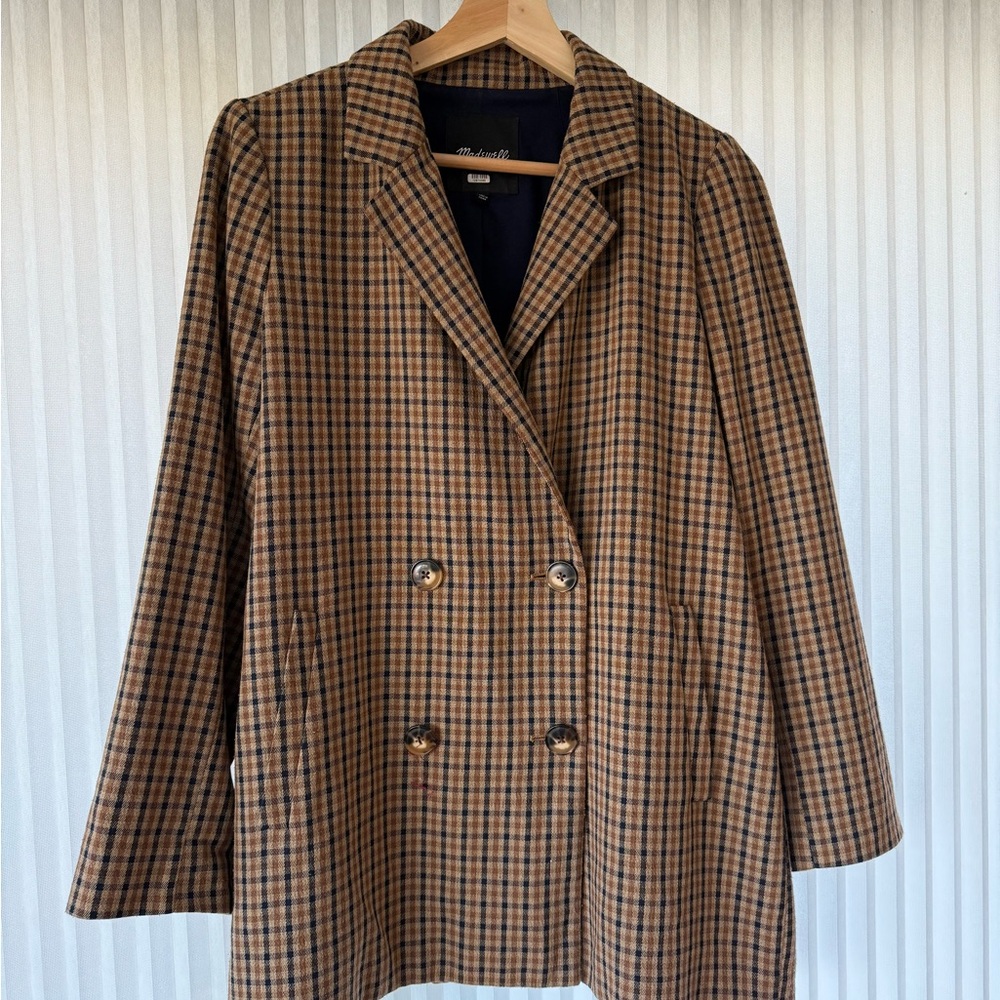 Plaid Double-Breasted Women's Blazer